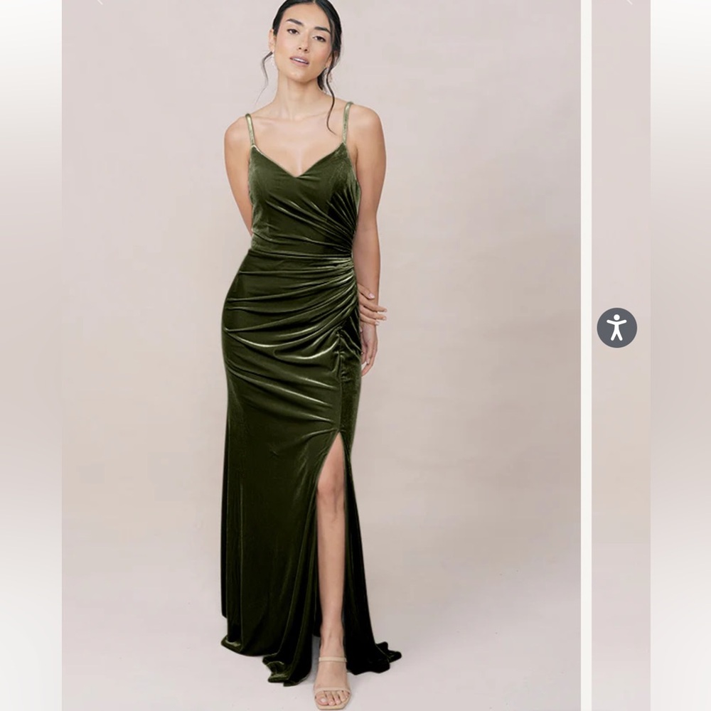 Revelry Rory Velvet Dress - Olive - Size 14